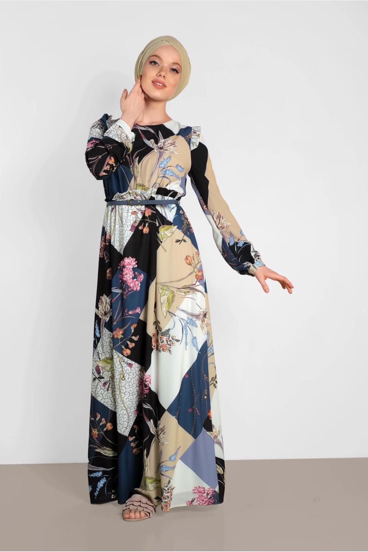 لباس کمربند طرح دار 4171 Alvina