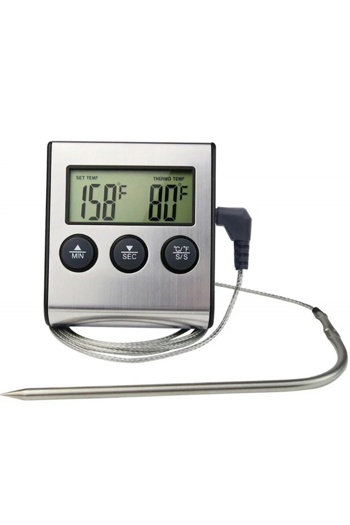Choice-silvery Kitchen Digital Cooking Thermometer Meat Food Temperature for Oven BBQ Grill Timer Function 1