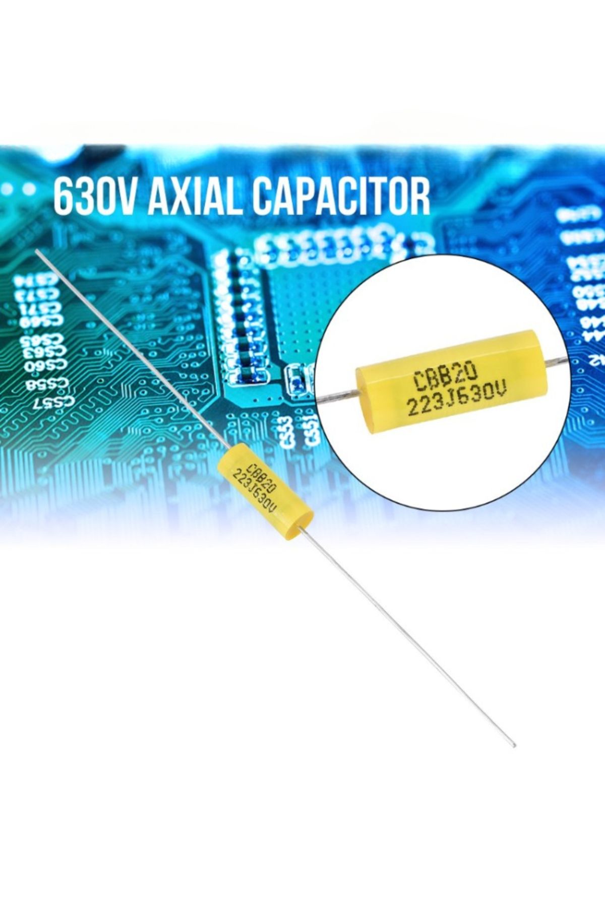 Choice-10pcs Long Yellow Lead Axial Polyester Film Capacitor 0.022uF 630V For Vintage Radio 223J Electri... 7