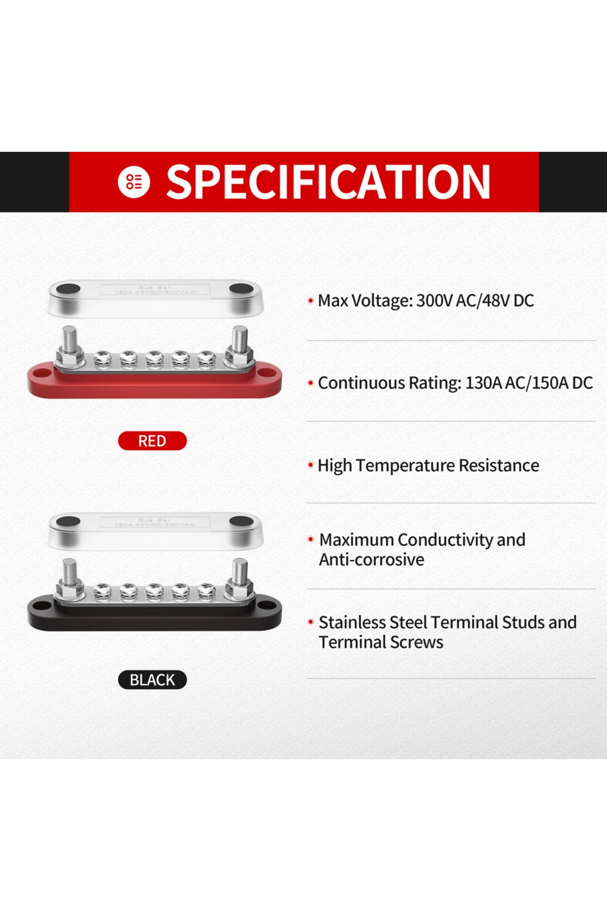 Daiertek-Bus Bar Small Battery Distribution Block 12V Positive Negative Terminal Block Busbar 2 x... 3