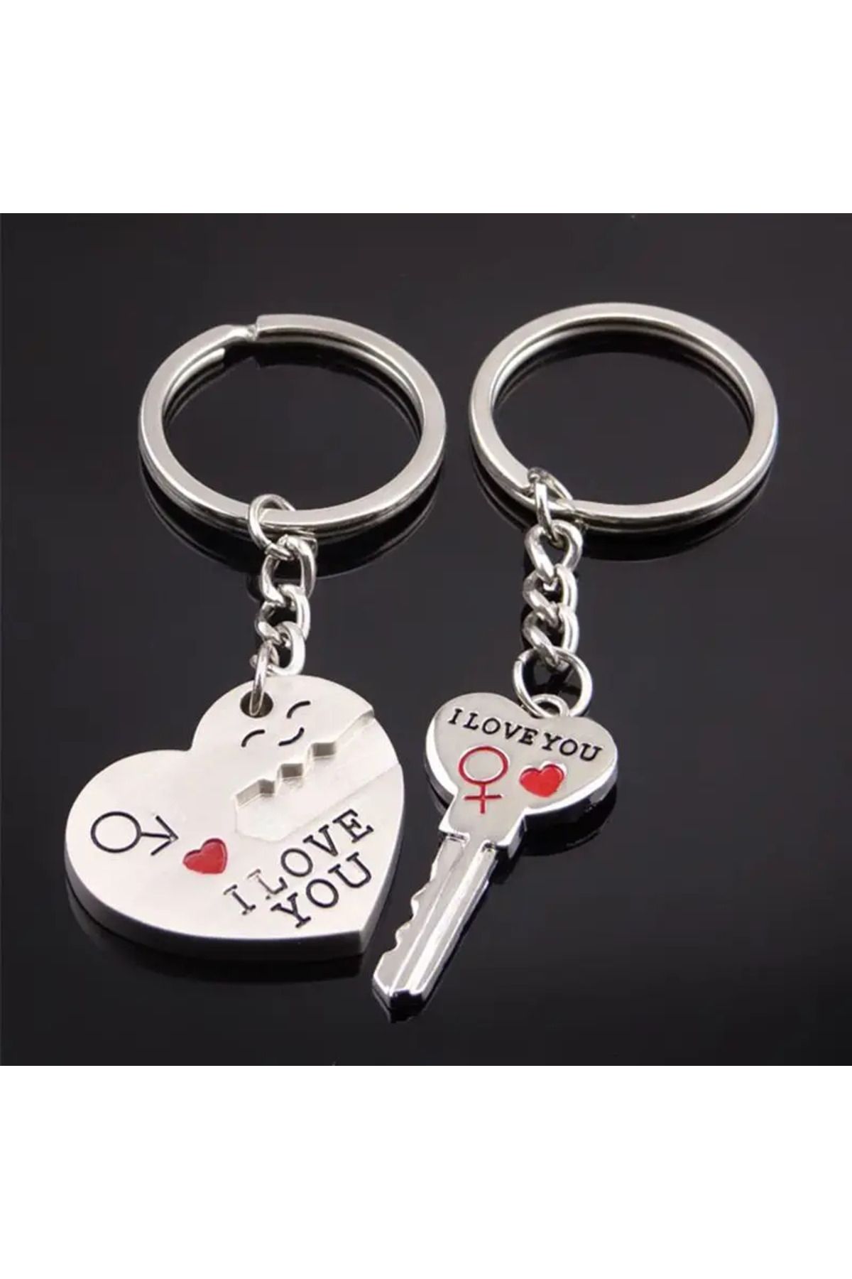Choice-AYSK047 Couple Keychain Creative Secret Love You English Couple Metal Arrow Heart Piercing Pendant C 1