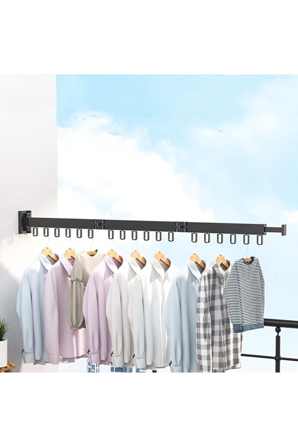 Choice-One rod Black G1060 Wall-Mounted Foldable Aluminum Alloy Clothes Drying Rack Perfect for Balcony Bed 2