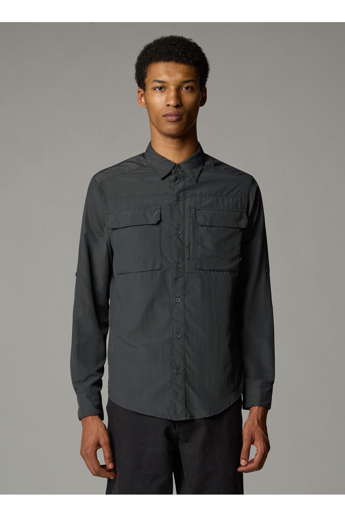 THE NORTH FACE NF0A4T184EN1-M L/S SEQUOIA SHIRT Gri Regular Fit Düz Erkek Gömlek
