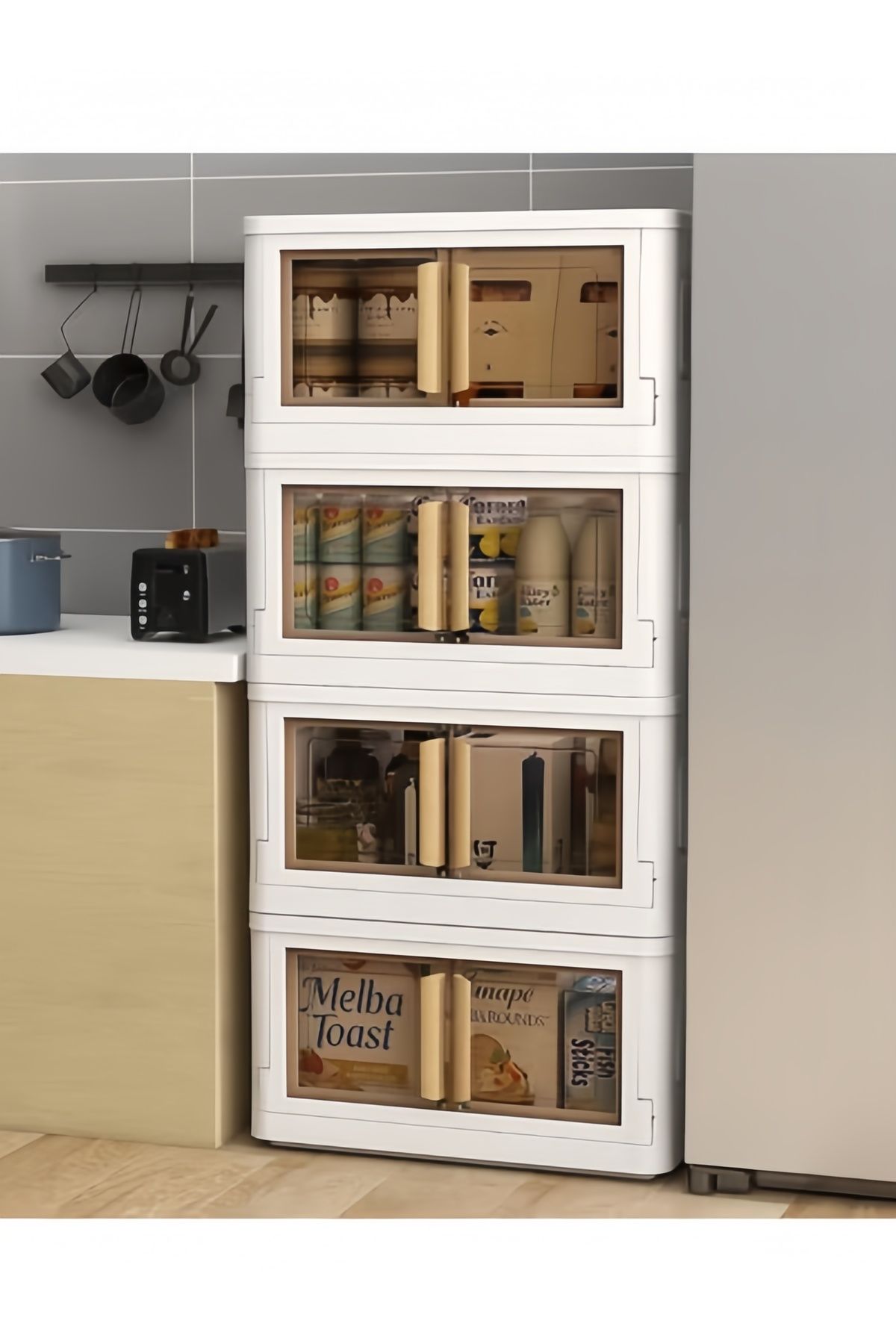 COOYA-5 stackable storage boxes,large capacity,foldable and movable,with wheels,easy to install,white 7