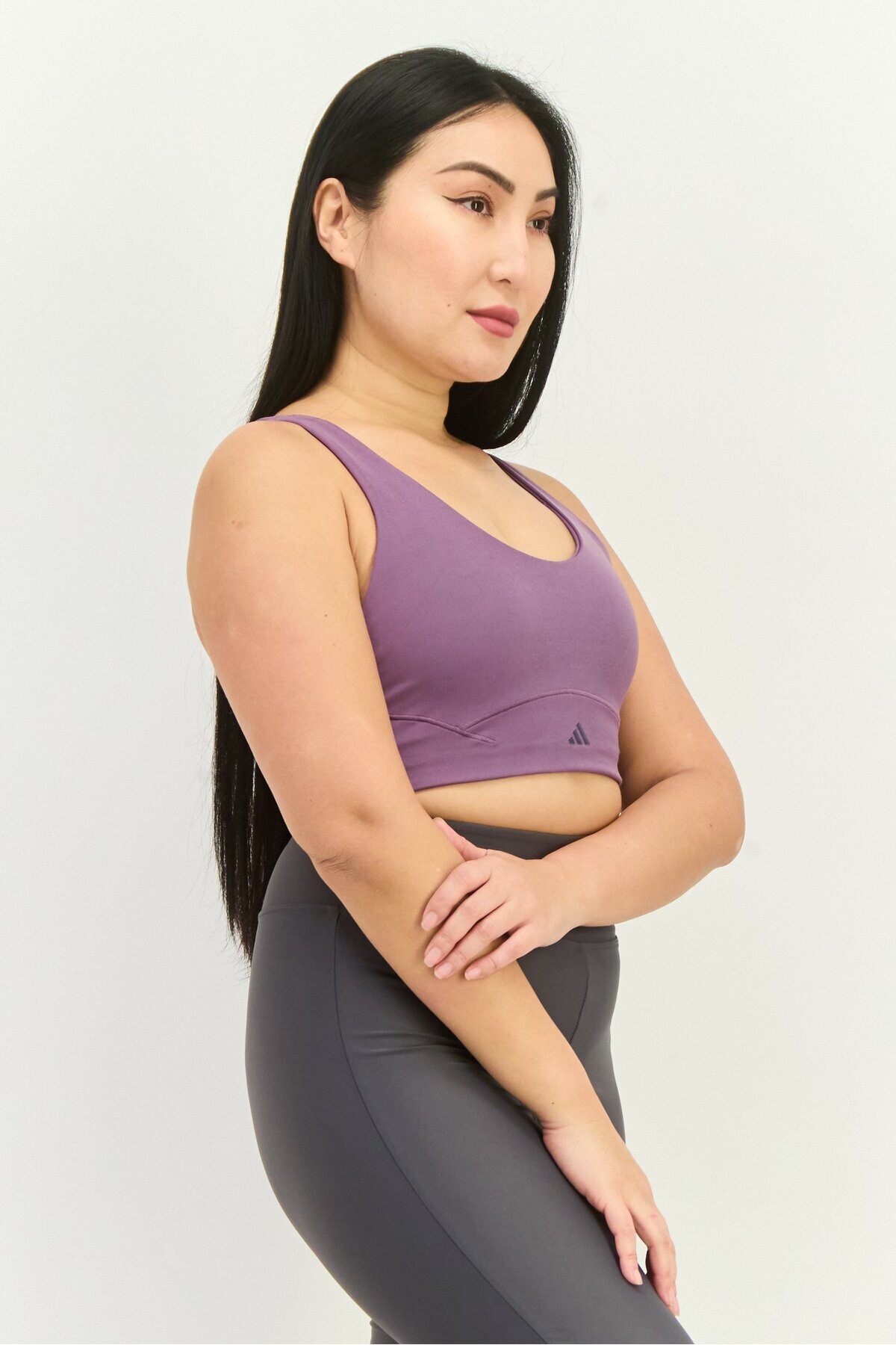 adidas-Women Brand Logo Padded Sports Bra, Purple 2
