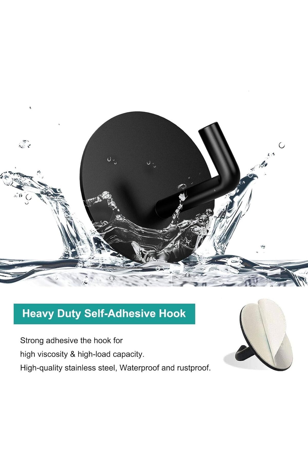 COOYA-4PCS Heavy Duty Wall Mounted Adhesive Hooks, Waterproof and Rustproof, for Home, Office, Bathroom 7