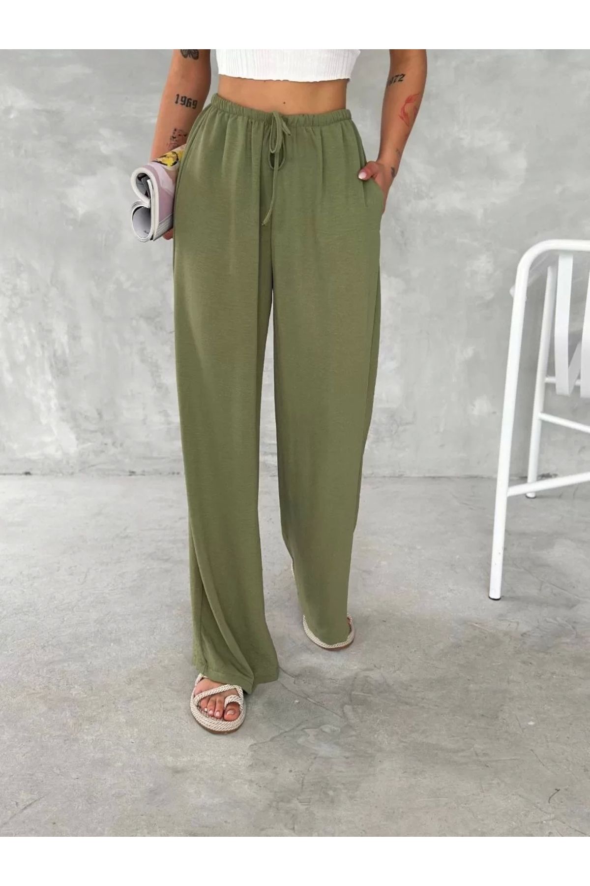 CVS-Γυναικείο Pantalon Oversize Ayrobin - Πράσινο Μέντα 5