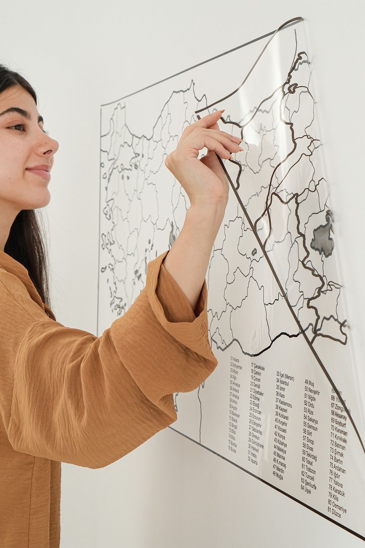 TutturX Türkiye Map 56x110cm Static Smart Paper Board Cu Cadou Stilou - One Size
