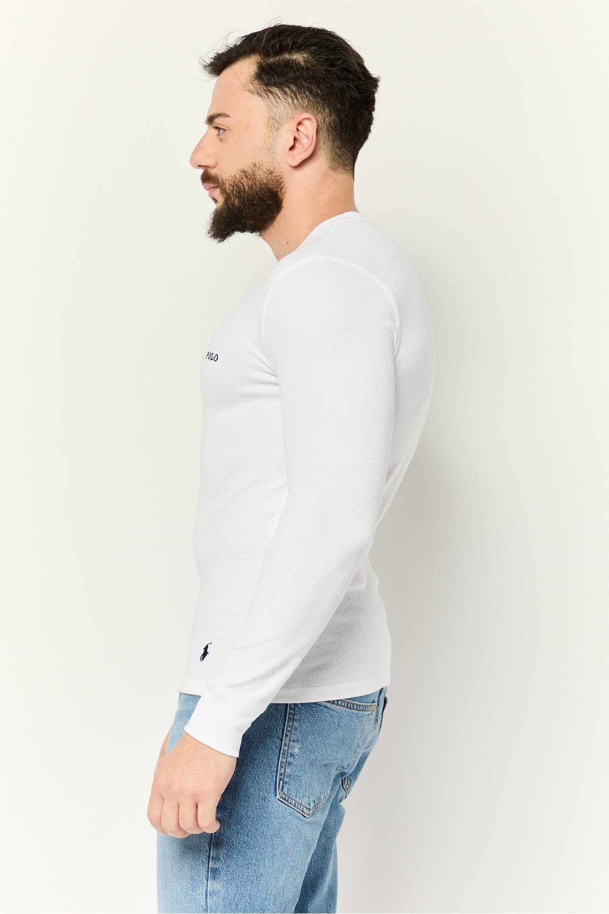 Polo Ralph Lauren-Men Crew Neck Long Sleeve Embroidered Logo Sweatshirt, White 4
