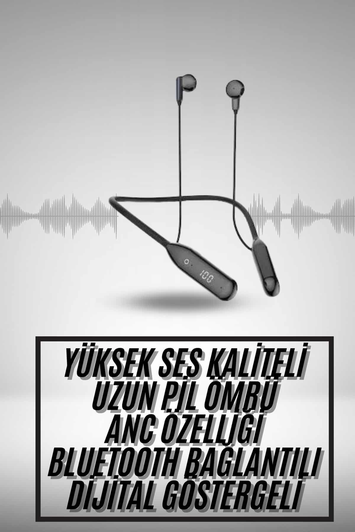 FTA TİCARET 60 Saat Kablolu Boyun Askılı Dijital Göstergeli Bluetooth Kulaklık