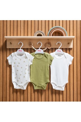 Tiffany Baby Green Plant Theme 3'lü Yarım Kol Body 48008