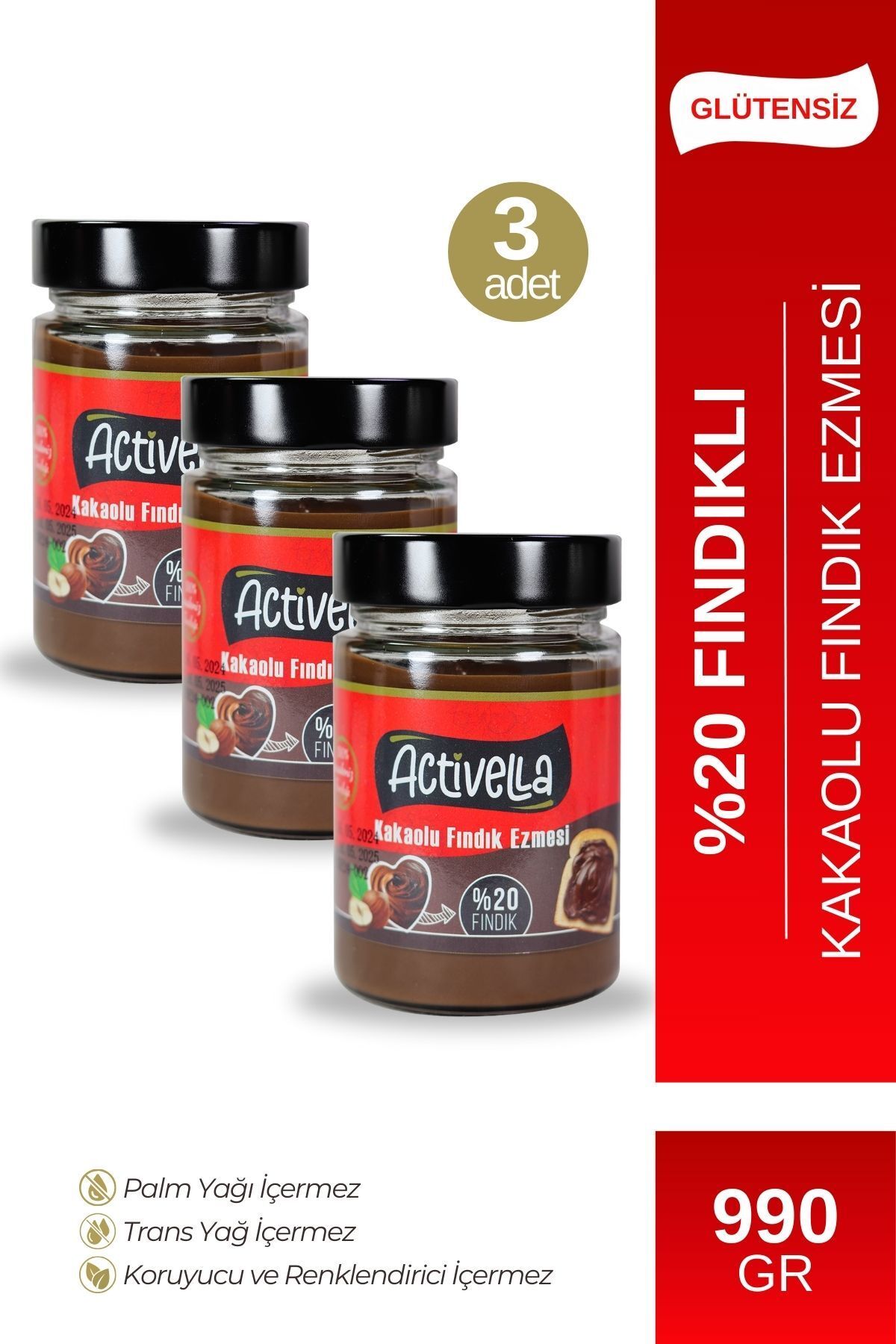 Activella Kakaolu Fındık Ezmesi 330gr %20 Fındıklı X3