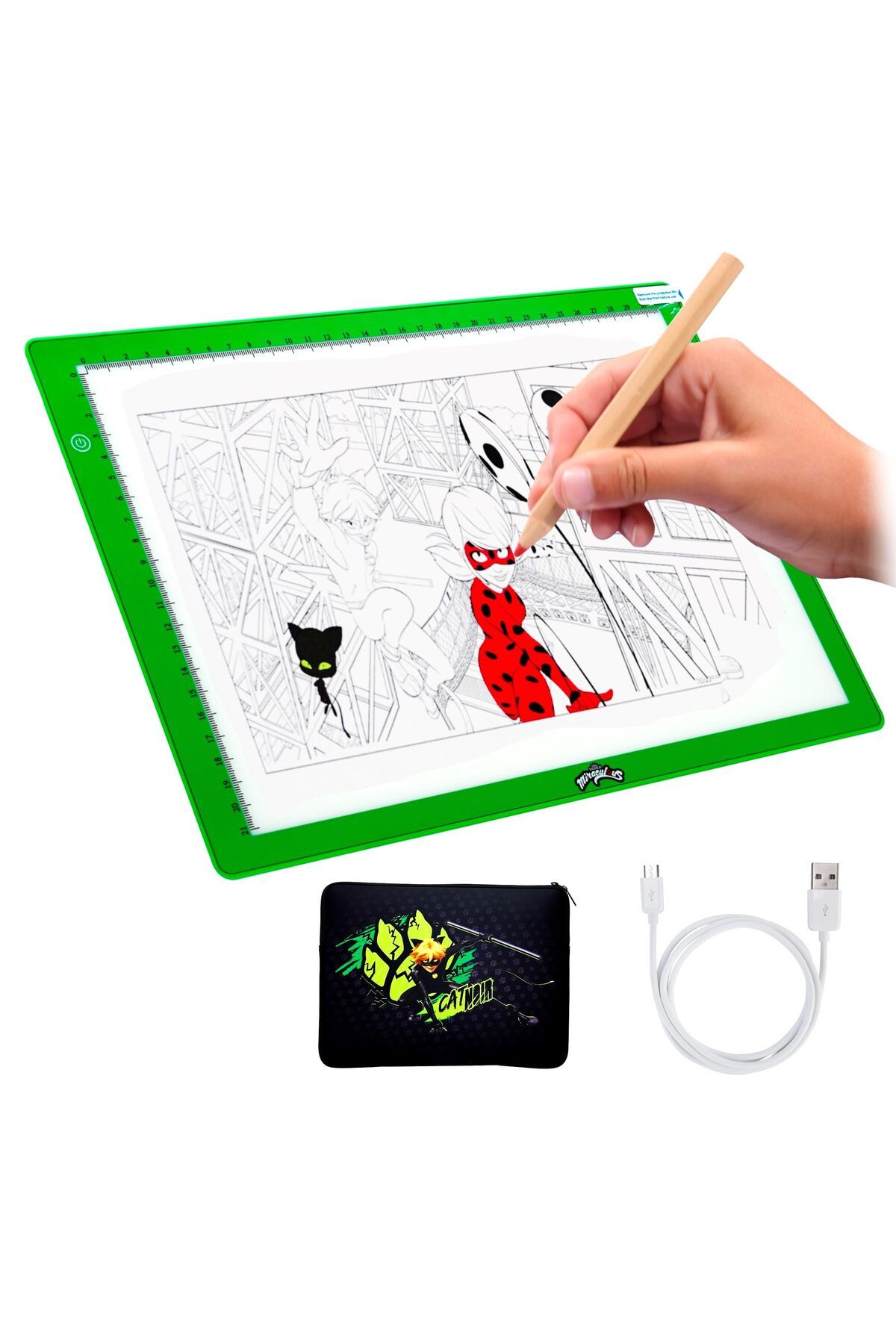 Miraculous-Cat Noir A4 Led Light Pad Drawing Kit With Usb, Tracing Pages & Case – Art Set For Kids 1