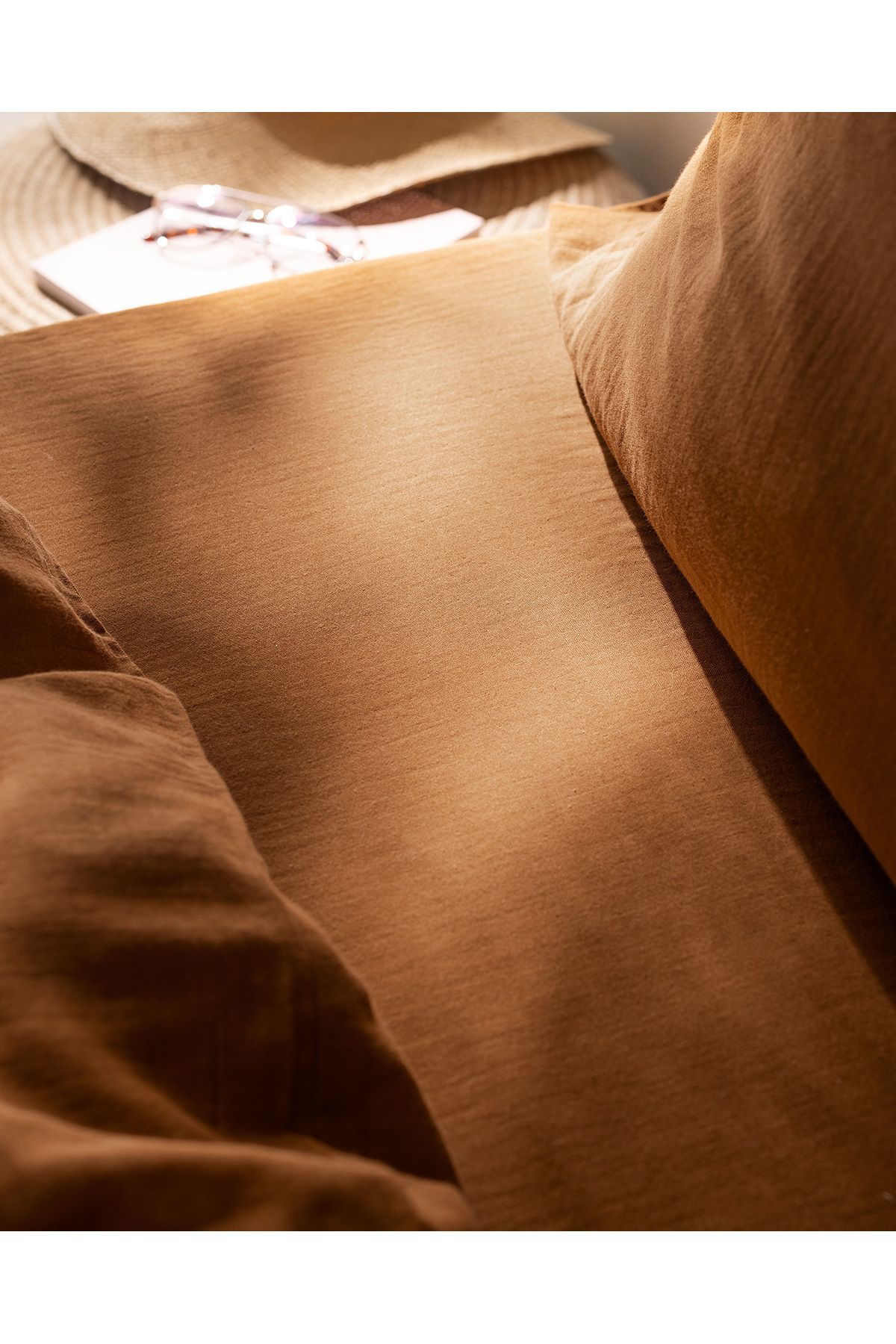 Madame Coco-Marla Muslin Single 100% Cotton Elastic Duvet Cover Set - Cinnamon 8