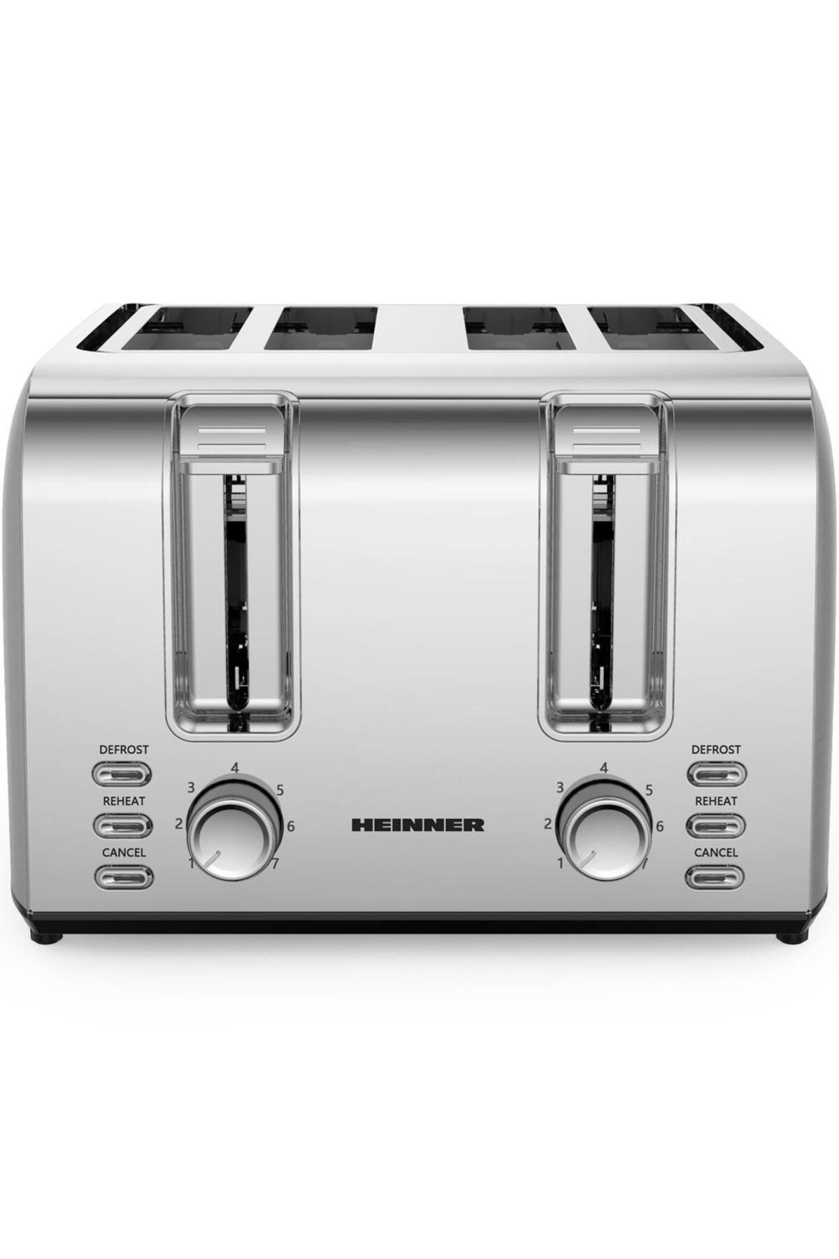 Heinner Prajitor De Paine Heinner , 1500 W, Capacitate 4 Felii, 7 Niveluri De Rumenire (inox) - One Size