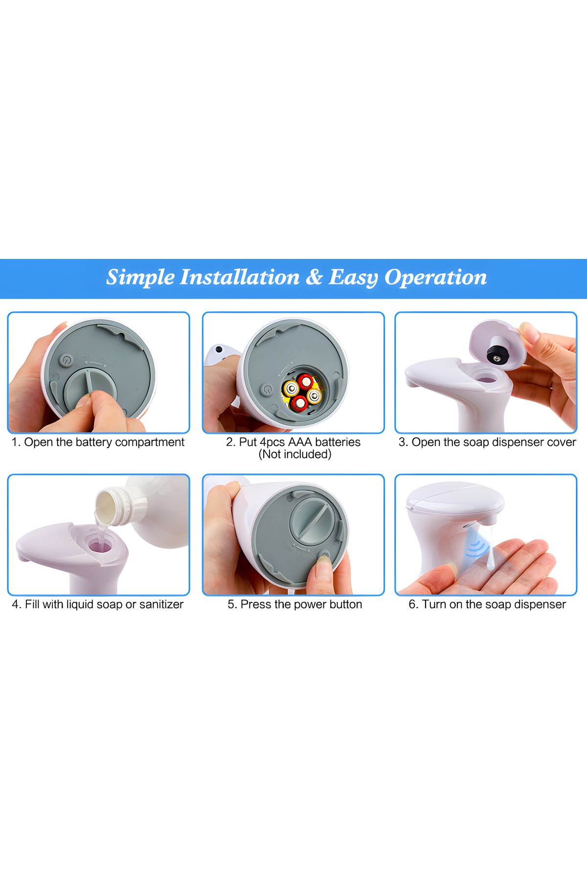 BLEKSY-Dozator automat de sapun lichid, senzor inteligent fara atingere, dozare 1 ml, alb perlat 8
