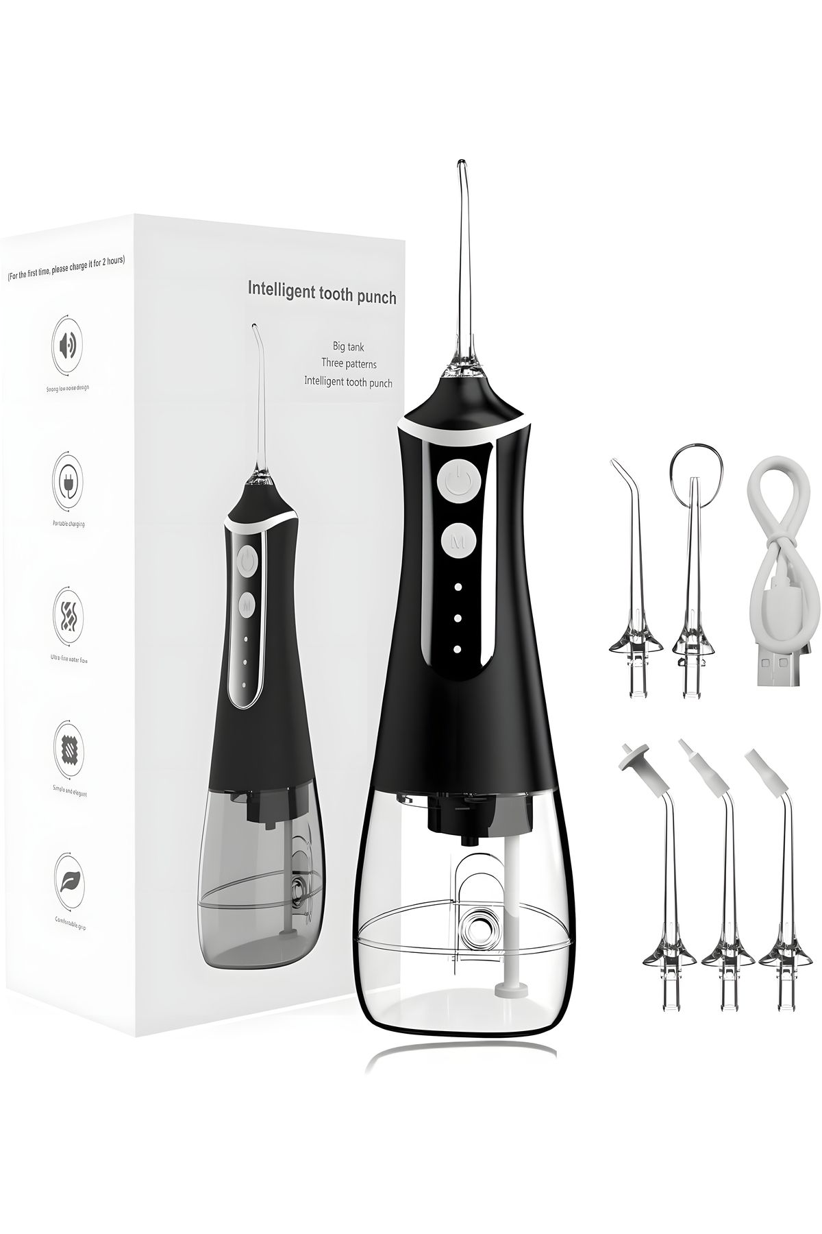 BLEKSY Irigator Bucal Profesional Pentru Curatarea Dintilor Si Gingiilor, Indeparteaza Tartrul, Portabil, Negru - One Size