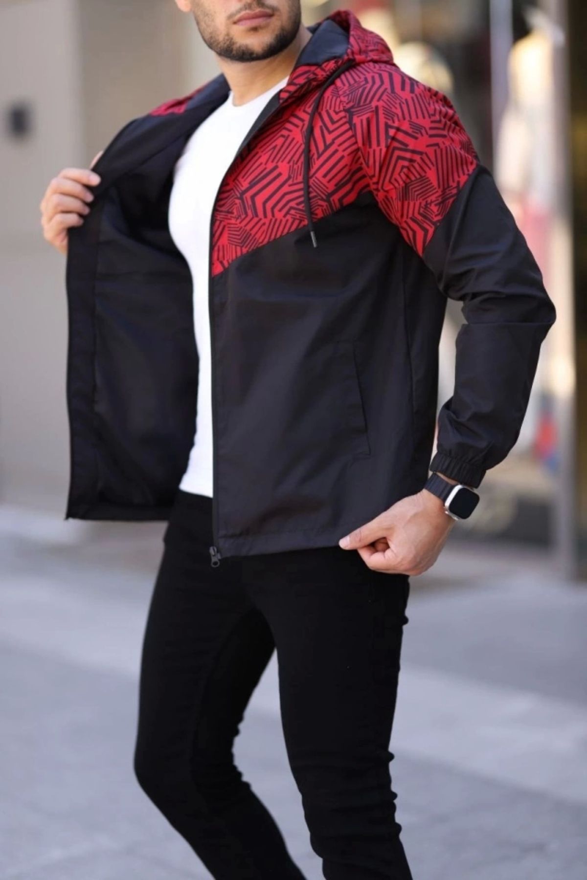 Kaplan Unisex Kapüşonlu İçi Astarlı Yağmurluk - Siyah
