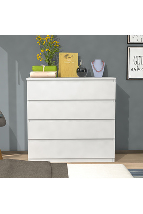 Mbes Mobilya Ümit Beyaz 80 Cm Şifonyer 4 Çekmeceli