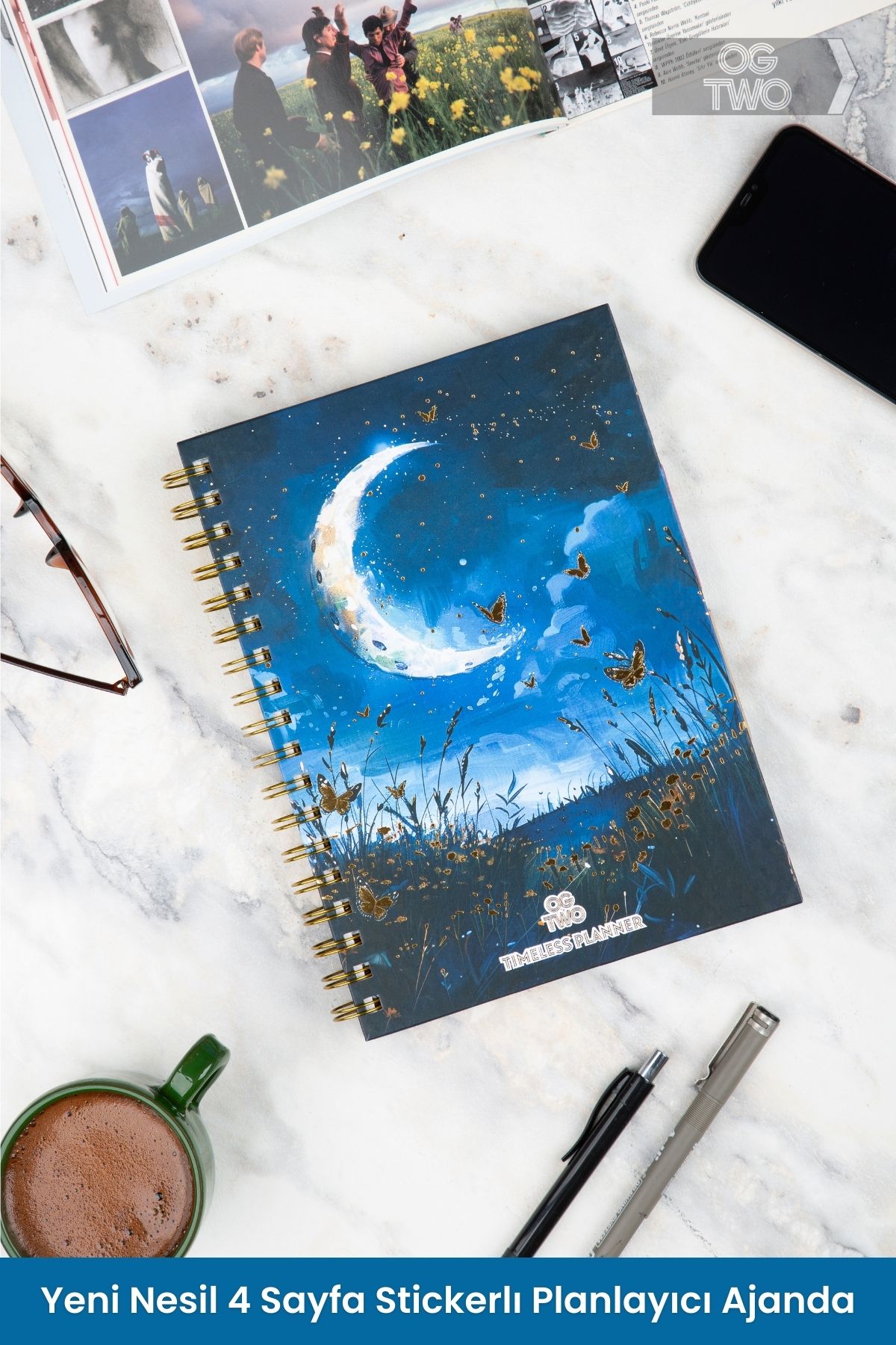 Premium Quality 17x24 cm Stickerlı Süresiz Planlama Sert Kapaklı Haftalık Günlük Planlayıcı Ajanda