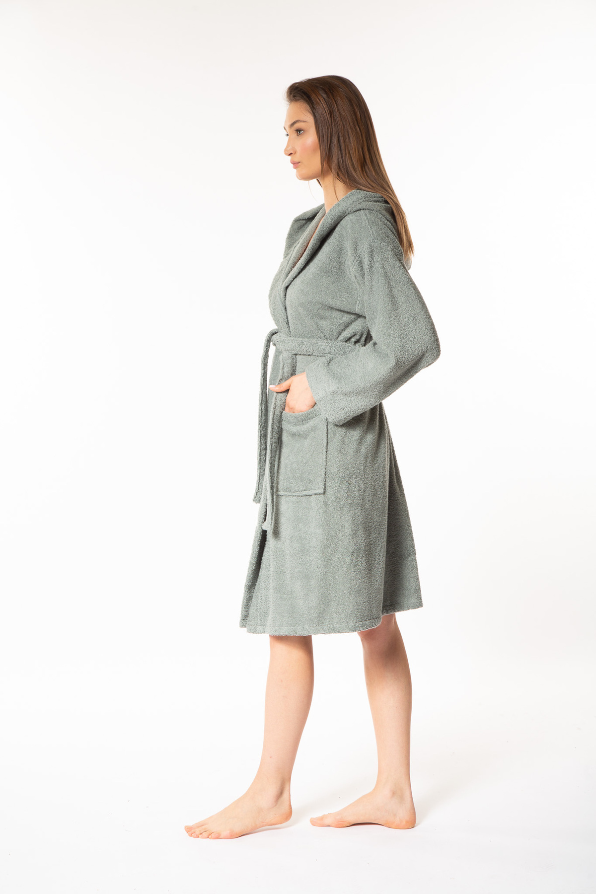 Minteks-Women's Hooded Bathrobe 100% Cotton - Minteks Home 5