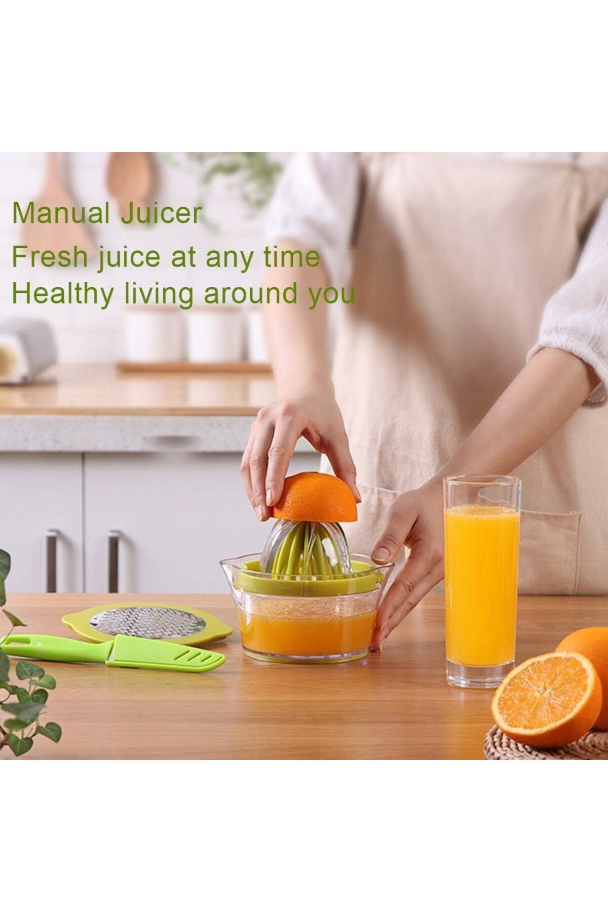 COOYA-Lemon Manual Hand Squeezer with Built-in Measuring Cup Grater, Multi-function Ginger Garlic Grater 2