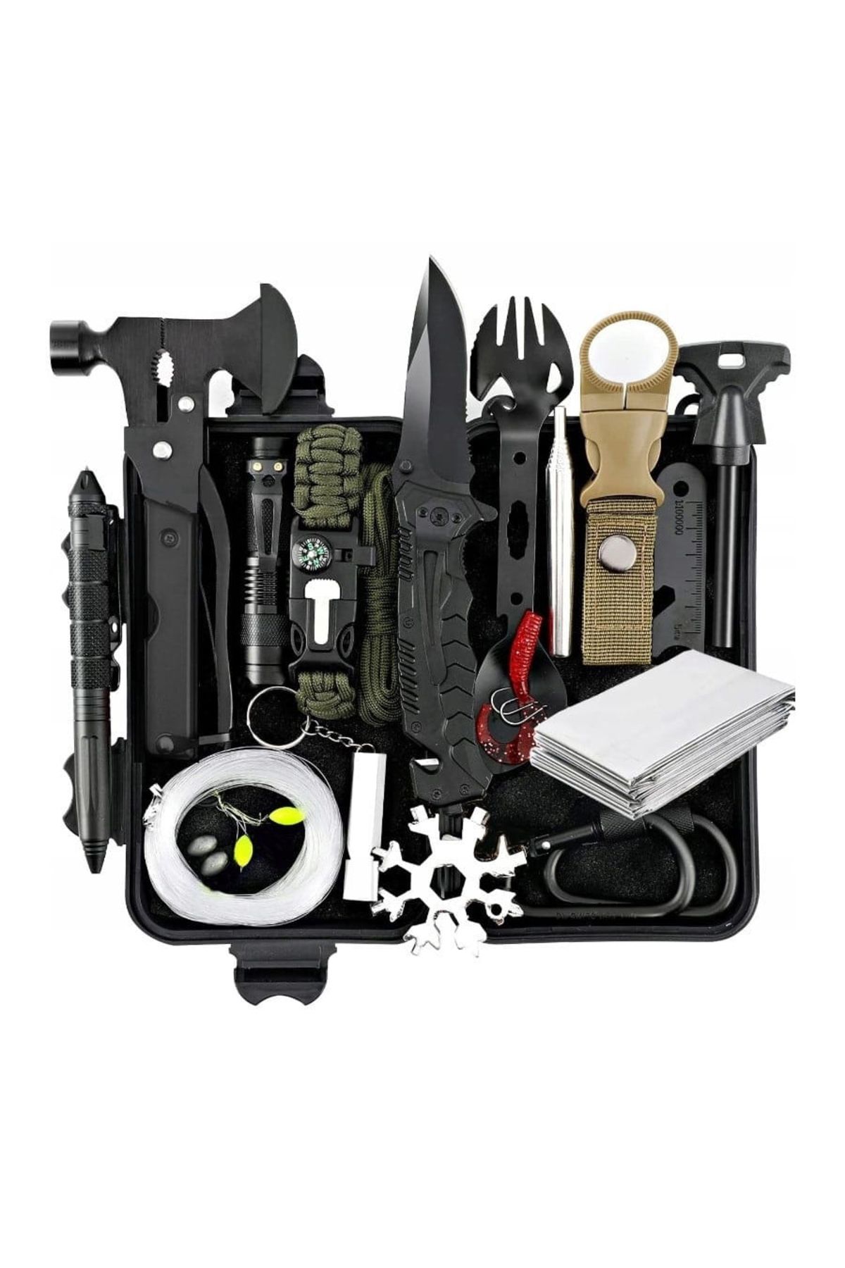 Depox Kit De Supraviețuire Ideallstore , Savivoir Assistent, 20 De Elemente Multifuncționale, Negru - One Size