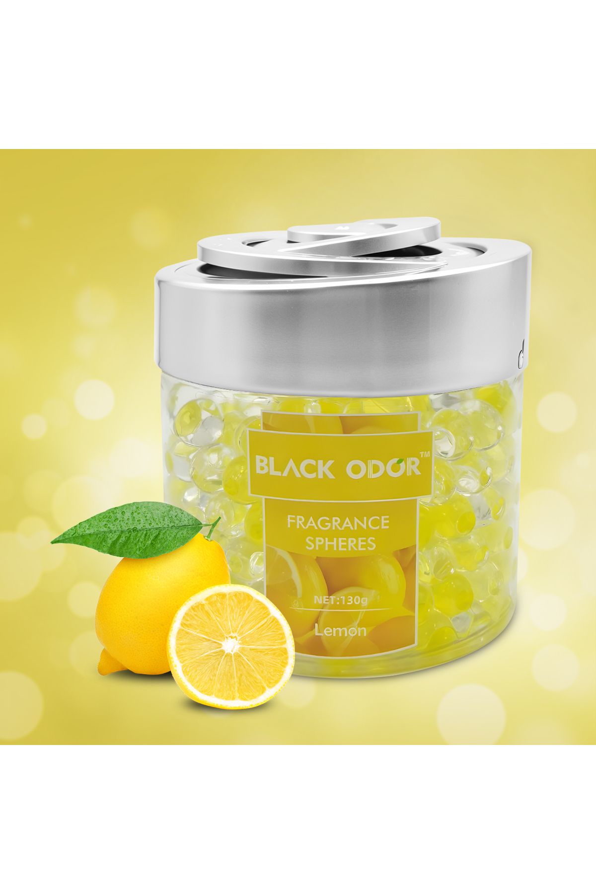 Black Odor-Lemon Fragrance Spheres 130g Air Freshener Beads for Car Home Office Use - BO-10 8