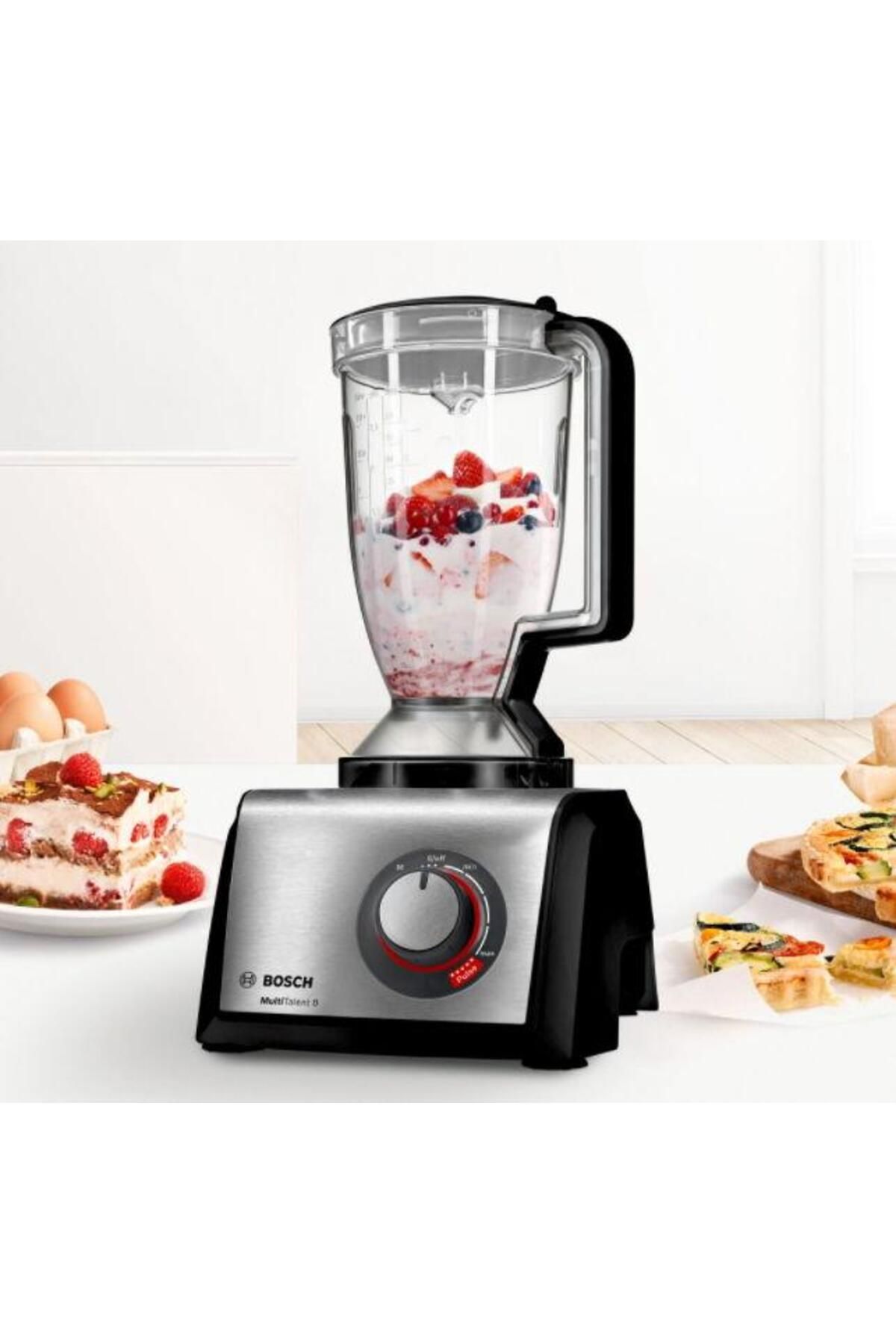 Bosch-Bosch MC812M865 Food Processor, 1250 W, 3.9 L Bowl, 1.5 L Blender (Black/Silver) 2
