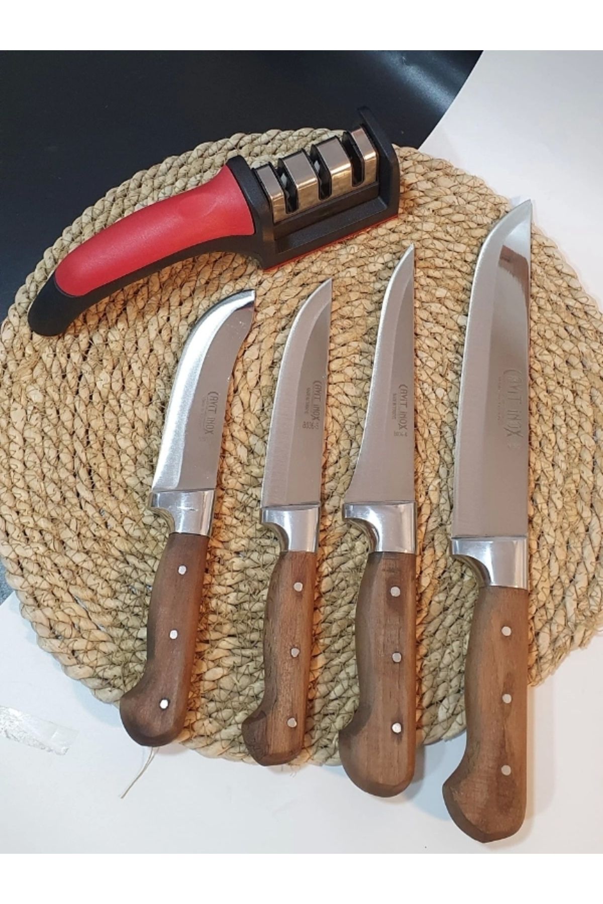 Ahşap Kasap Kurban Bıçak Seti Et Sebze Yüzme Sıyırma Bıçak Mutfak Bıçağı 4'lü