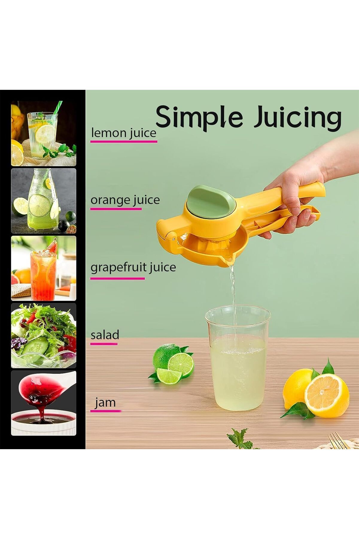 COOYA-Manual Citrus Juicer - Safe PP Material Rotary Press with Container & Spout Design(Yellow) 3