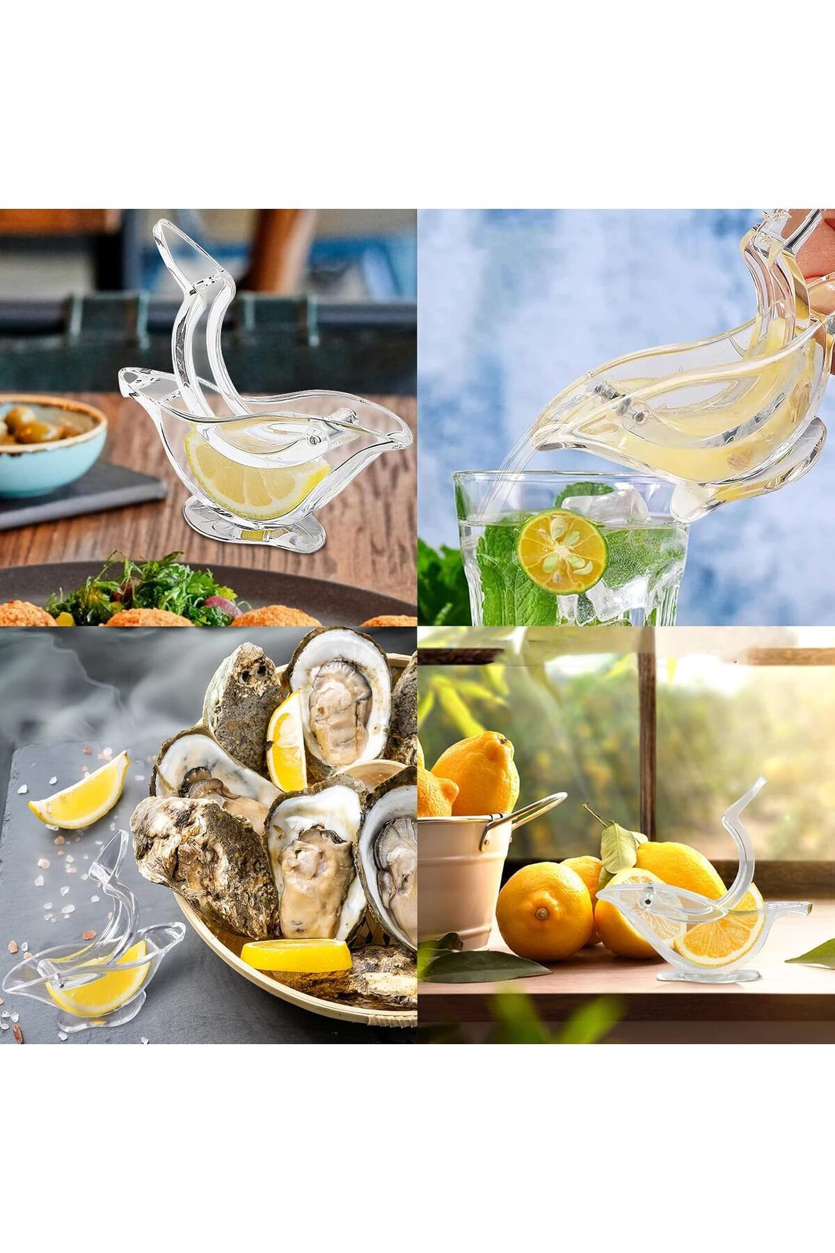 COOYA-2 PCS Lemon Slice Squeezer - Portable Bird Shape - Elegant Transparent Hand Juicer 5