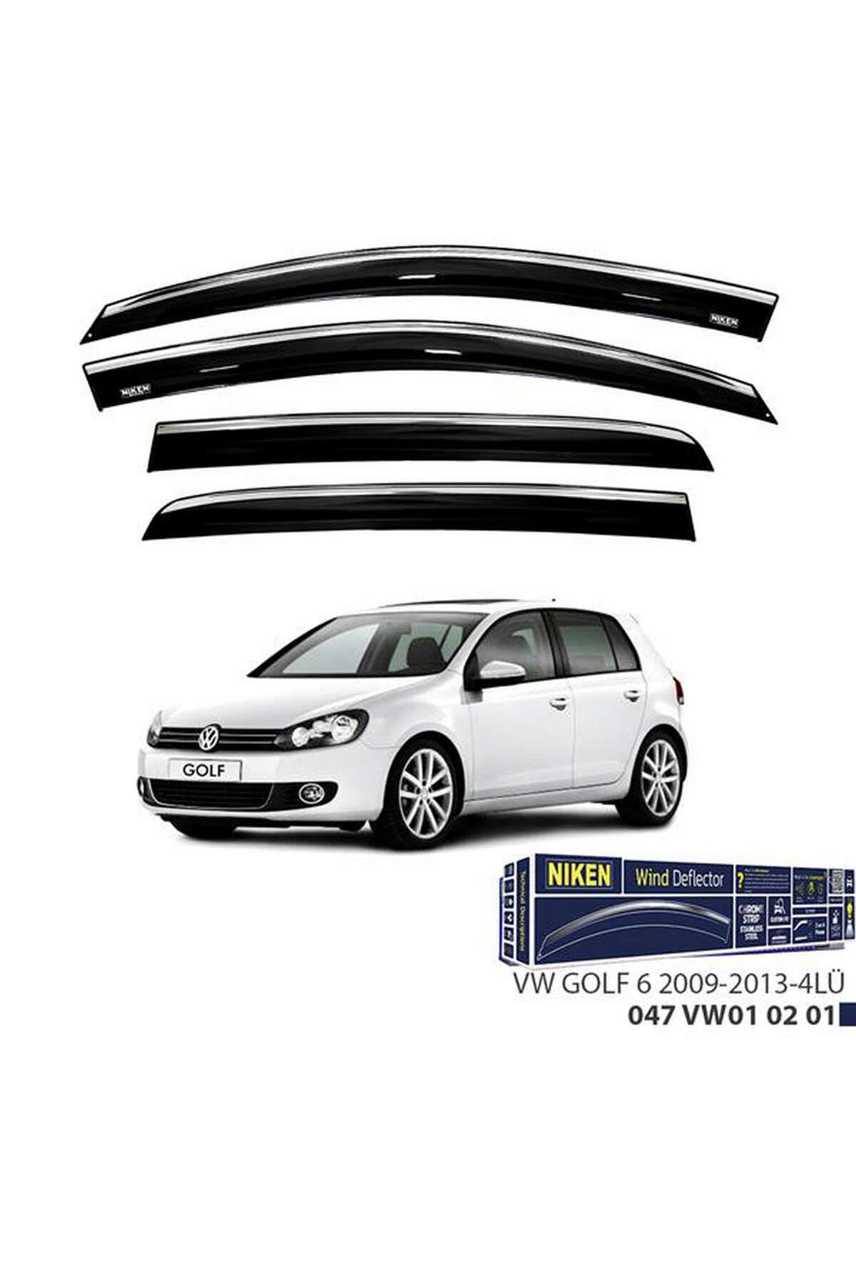 Universsal KROMLU CAM RÜZGARLIĞI VW GOLF 6 2009-2013 4LÜ ALMLA