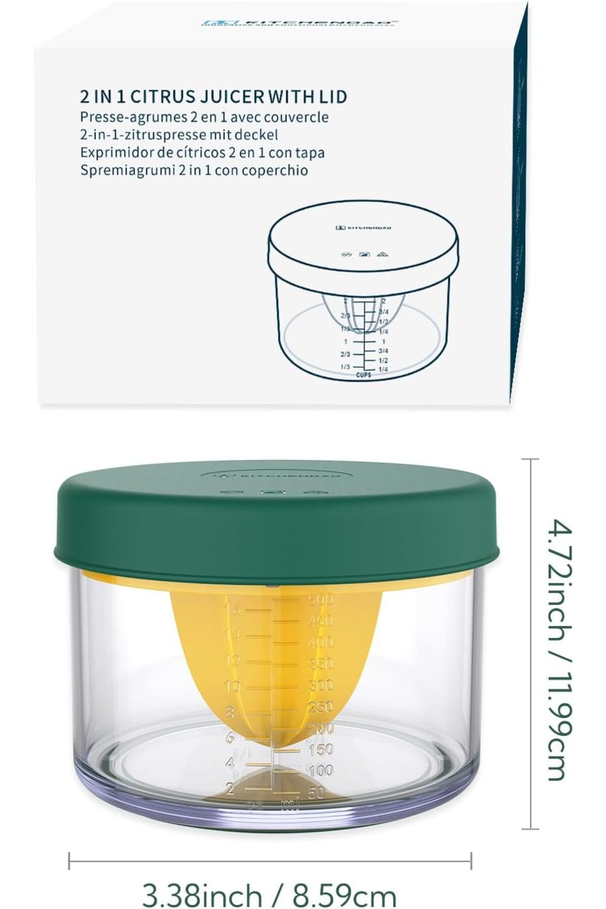COOYA-2-in-1 Lemon Juicer with Built-in 16OZ Measuring Cup, Reamer and Non-Slip Base, BPA-Free 6
