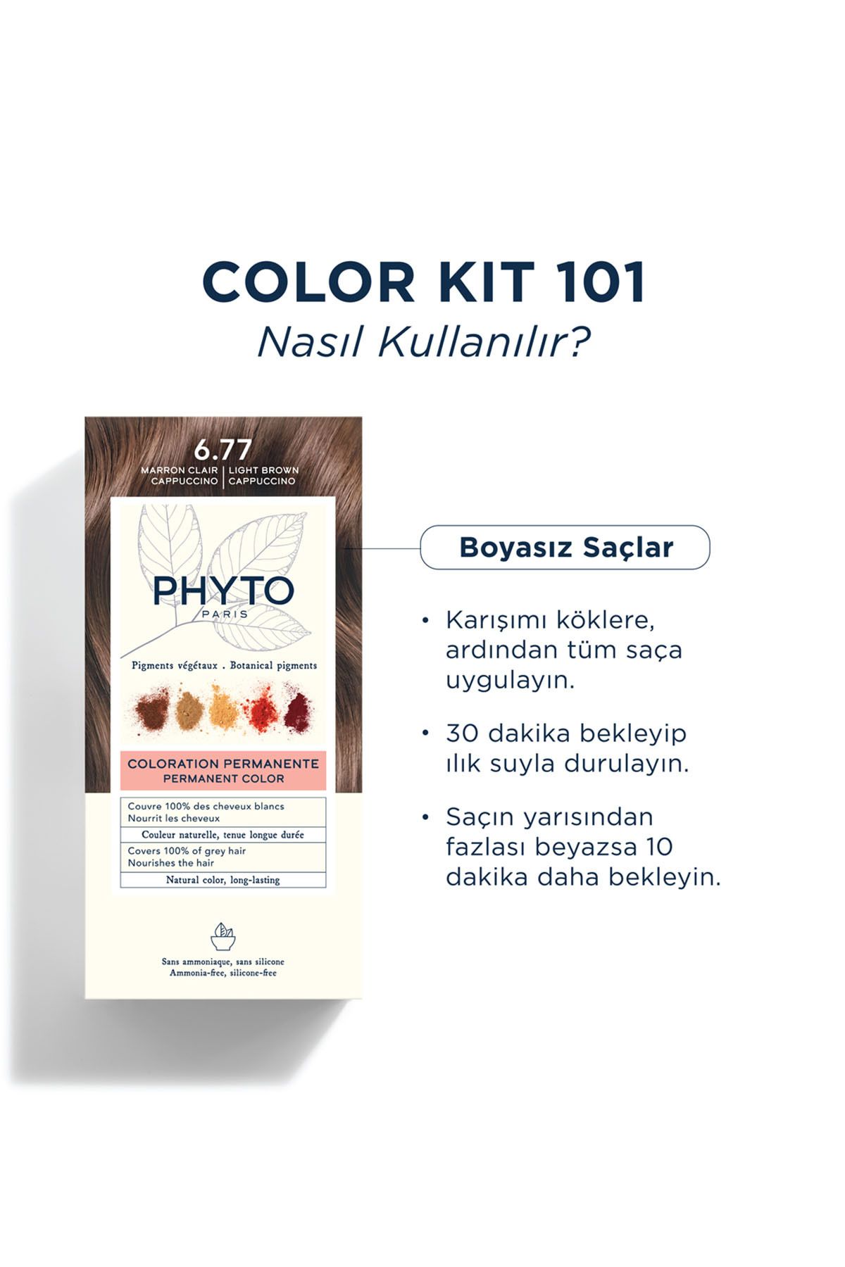 Phyto-Permanente Kräuter-Haarfarbe – Farbe ohne Ammoniak 6,77 Cappuccino-Braun 4