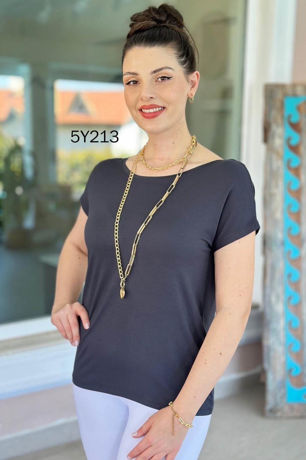 İnce Topuk-Bamboo Tshirt That Can Be Worn with Front and Back 5Y213 5