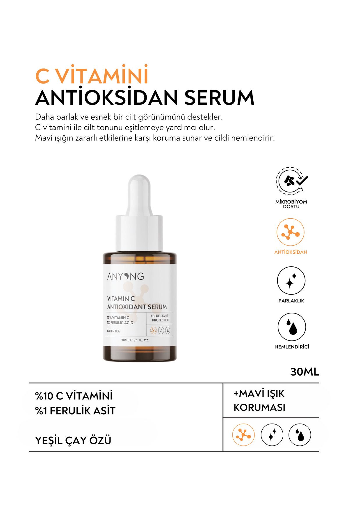 Anyong-Vitamin C Brightening and Tone Equalizing Serum 30 ml / 10% Vitamin C & 0.5% Ferulic Acid 2