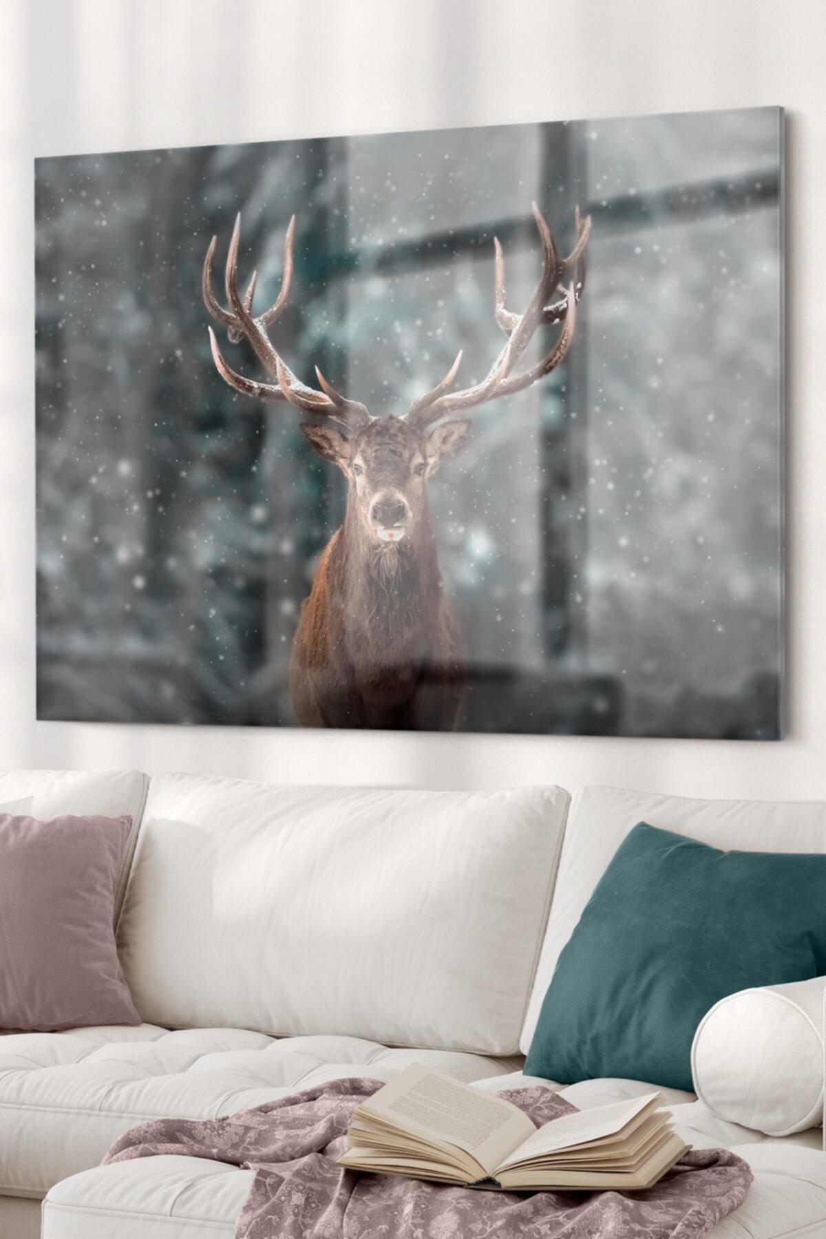 First Date Orman Ve Geyik Hayvan | Doğa Temalı Cam Tablo | 50x70 Cm