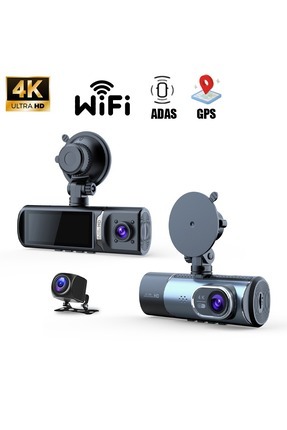 Wevolt MB-470 4K ÜÇ KAMERALI YENİ 3 İNÇ ARAÇ KAYIT KAMERASI Uyumlu