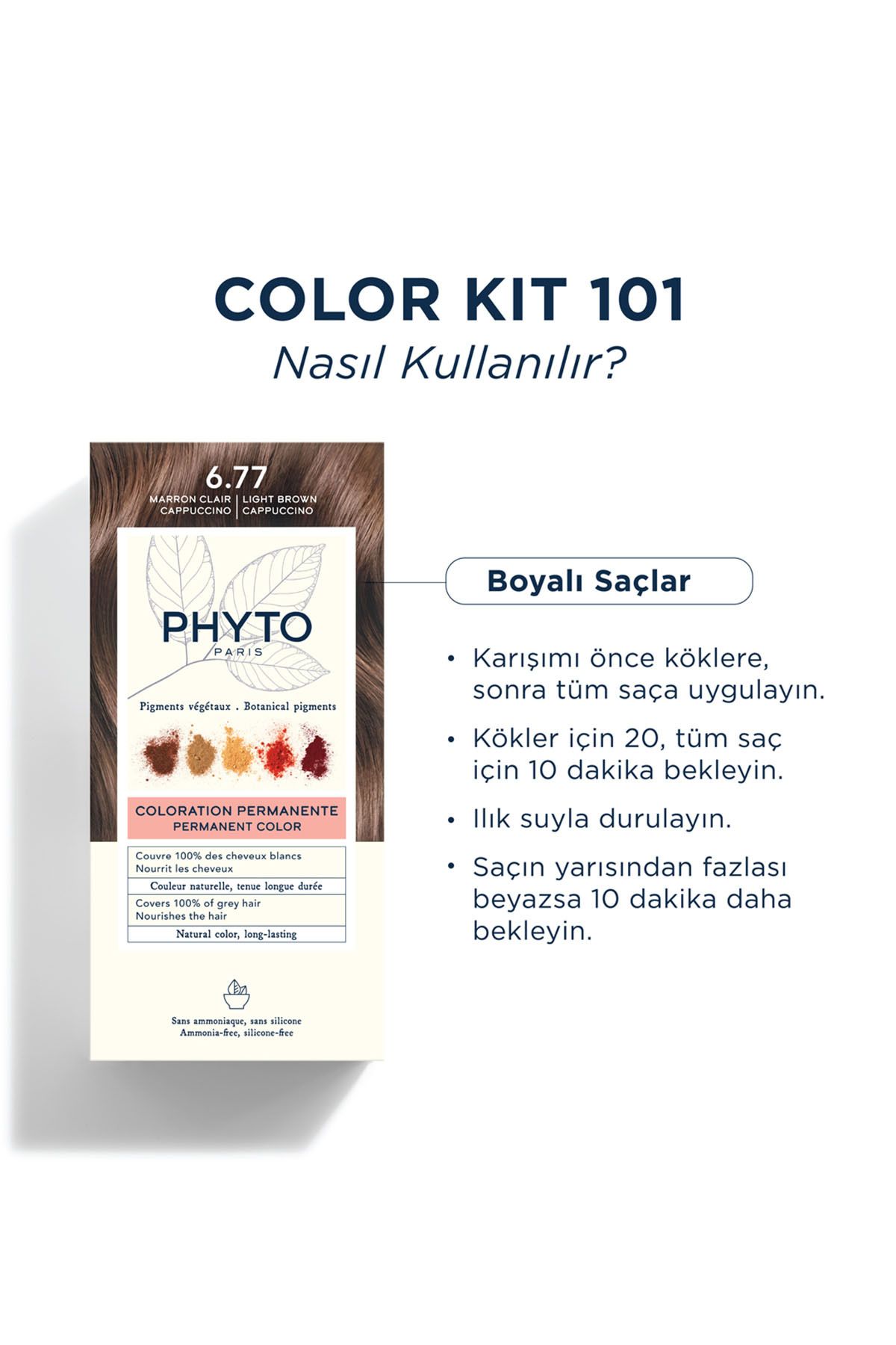 Phyto-Permanente Kräuter-Haarfarbe – Farbe ohne Ammoniak 6,77 Cappuccino-Braun 3