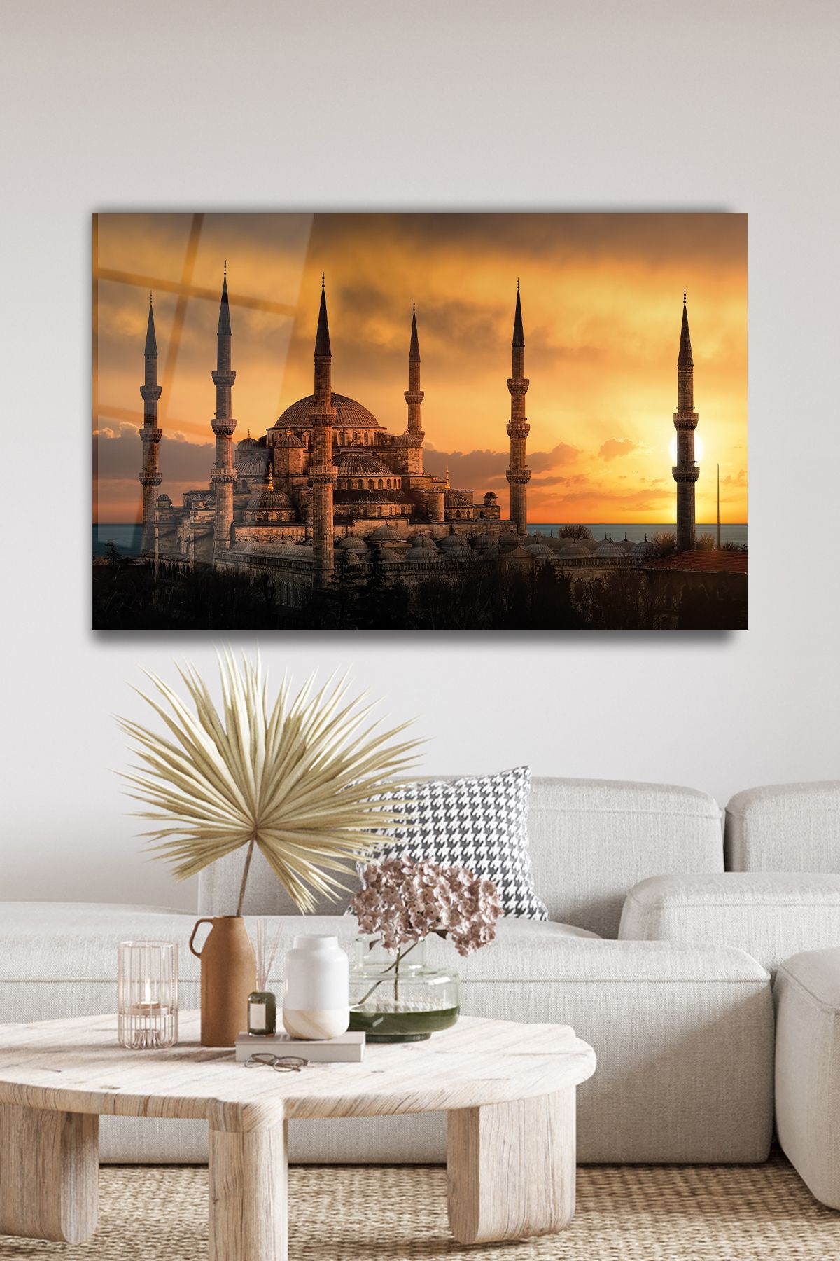 Evlika İstanbul Sultan Ahmet Camii Cam Tablo Ev Ofis Salon Duvar Dekoru Hediyelik Büyük Tablo Dekorasyon