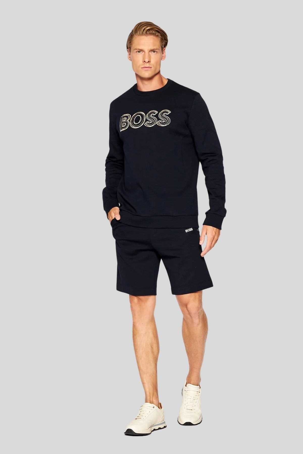 سویشرت مردانه پیراهن دریایی با سیاهه یقه دوچرخه BOSS