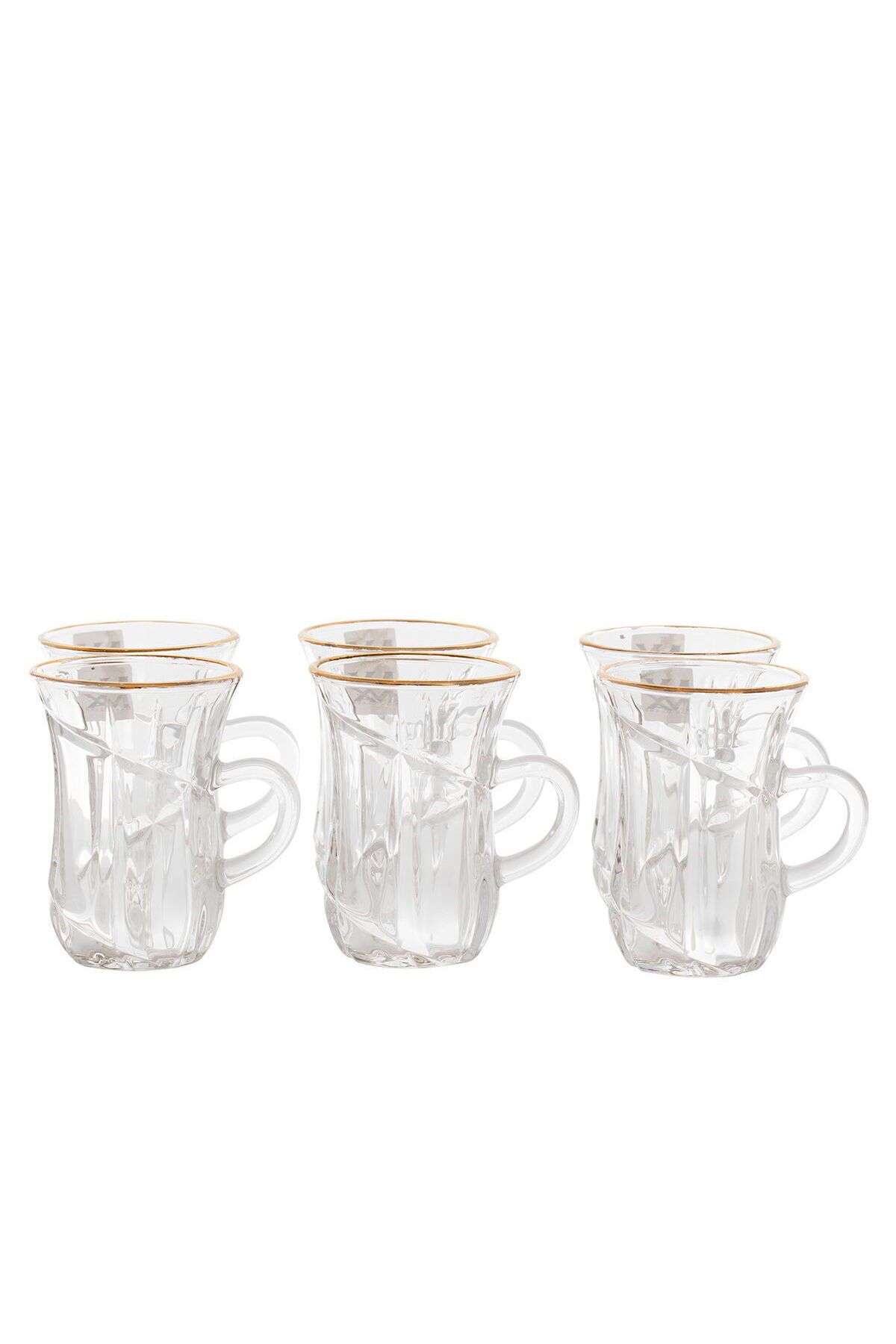 Alsaif Gallery-Tea set with max glass handle, with golden font, 6 pieces - transparent 1
