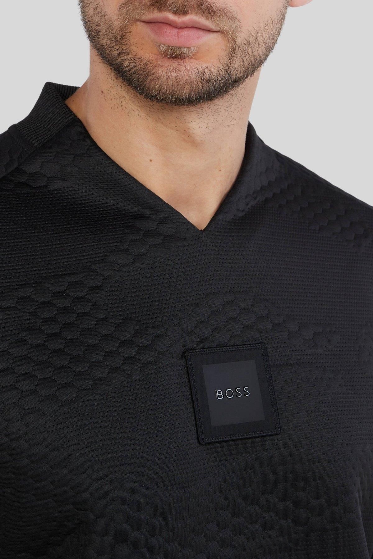 سویشرت مردانه به طور منظم مناسب V NECK پیراهن سیاه BOSS