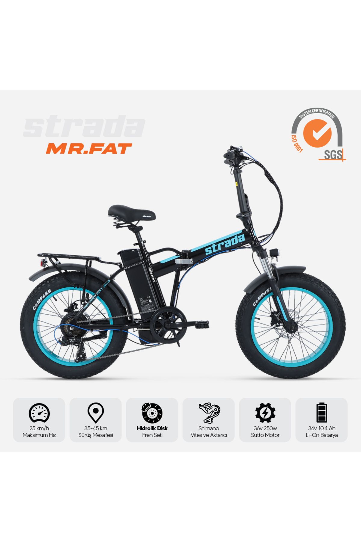 Stradacycles Mr. Fat Hidrolik Disk Katlanabilir Fat Bike 20 Jant Bisiklet