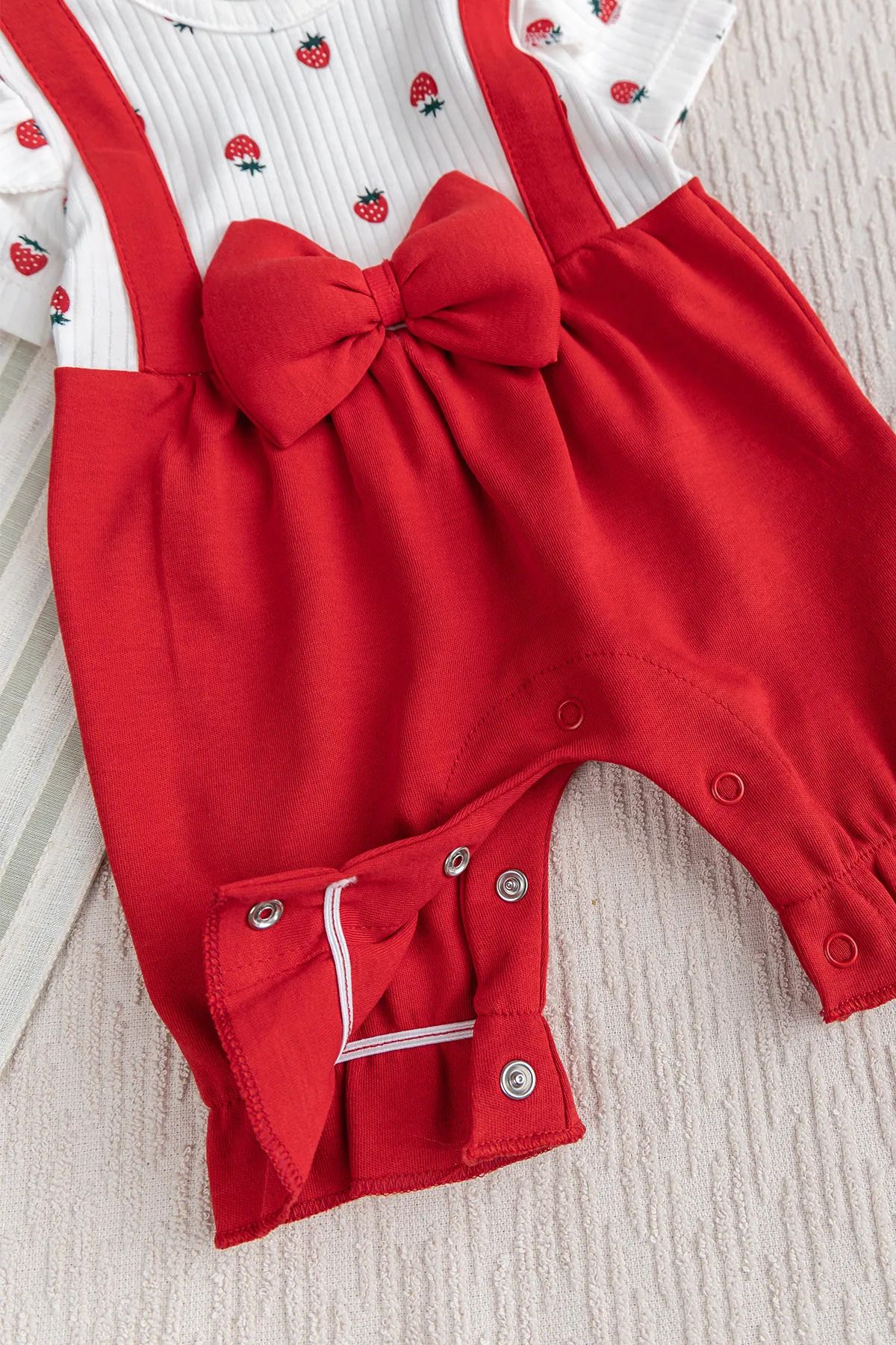 Babymod-Cotton Baby Girl Summer Jumpsuit Set with Bandana and Bow 4