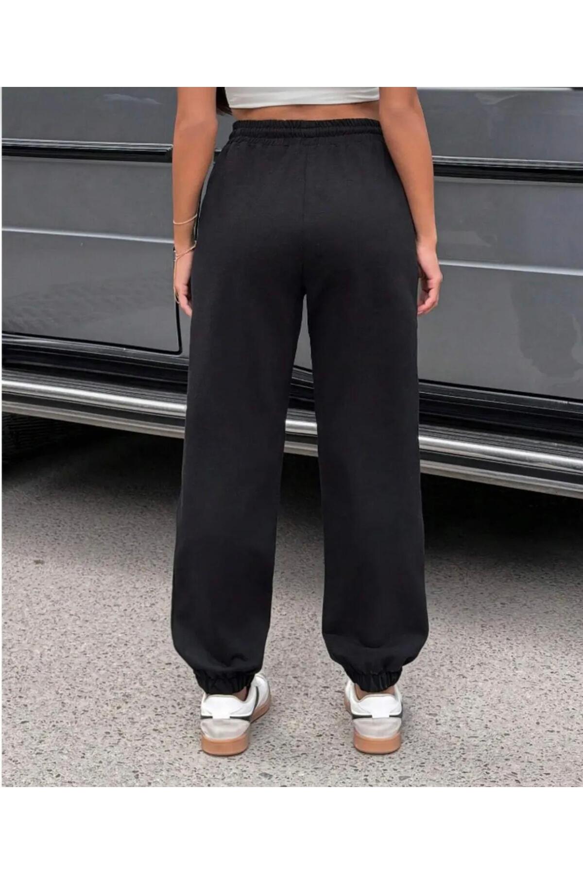 UYN SPORT Siyah Jogger Paça Oversize Kalıp Rahat Giyim Eşofman Altı görsel 2