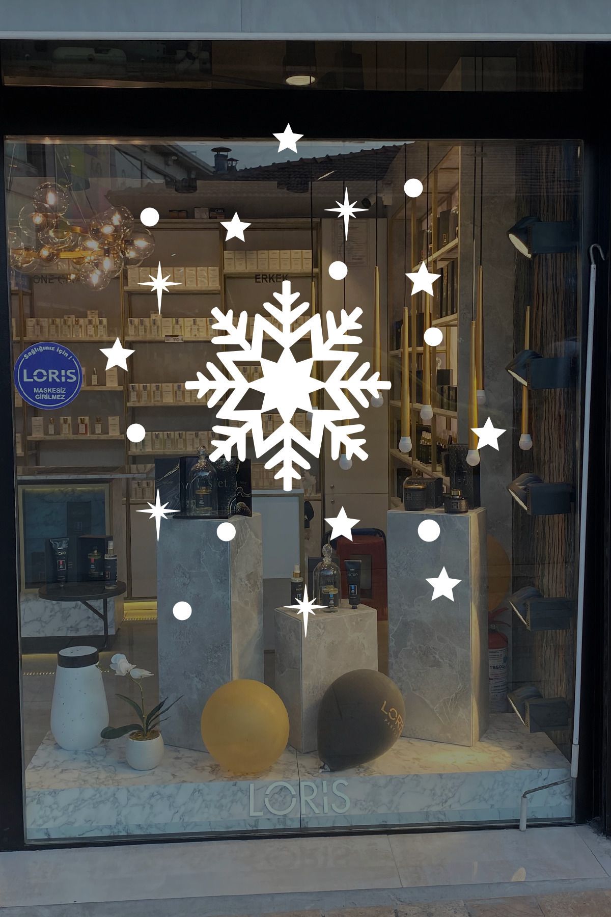 New Jargon-Large Snowflake and Shiny Stars and Snowflakes New Year Shop Window Glass Sticker 1