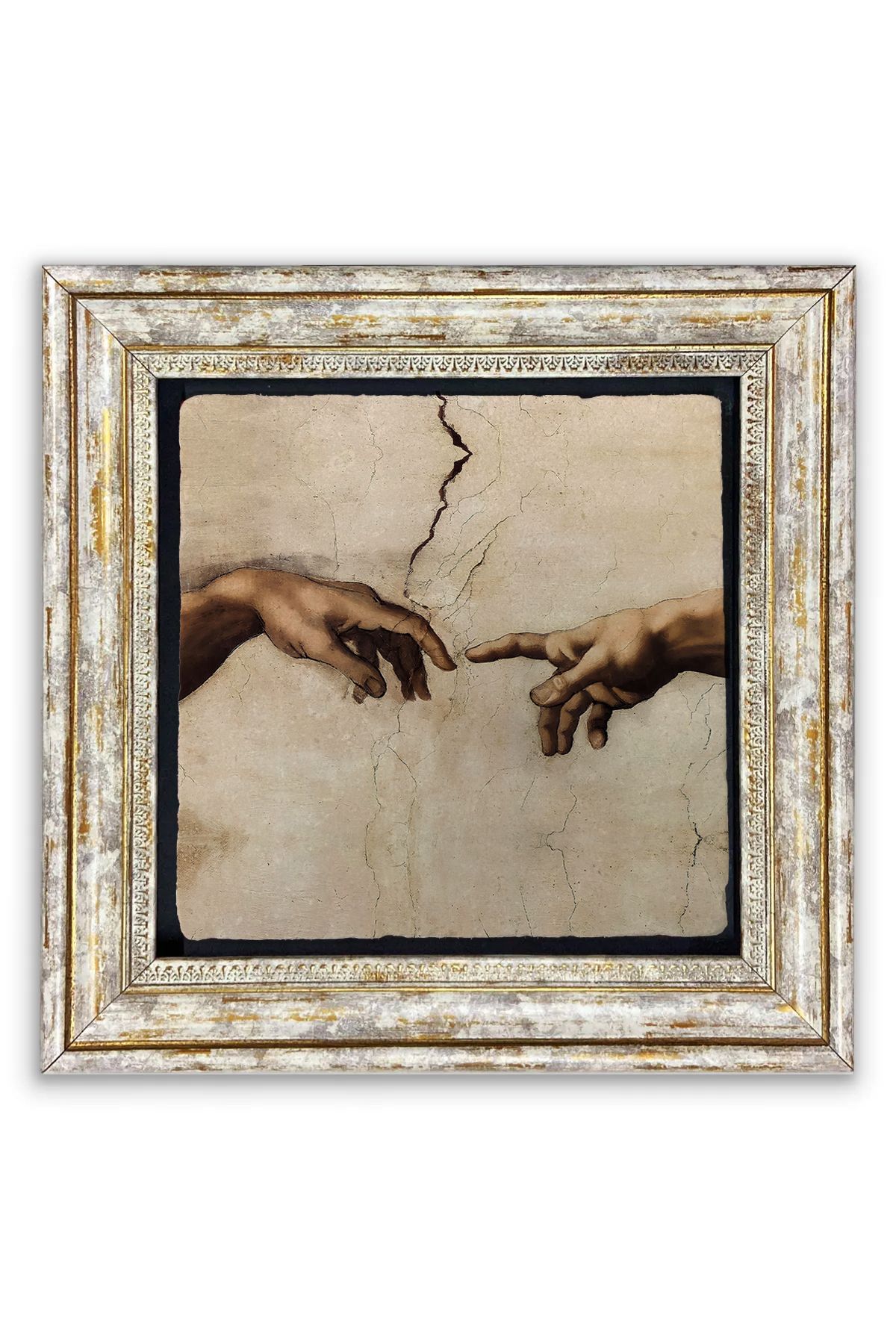 AND Taş Duvar Dekoru "Uzanan Eller" Taşa Baskı Çerçeveli Tablo (30x30 cm )