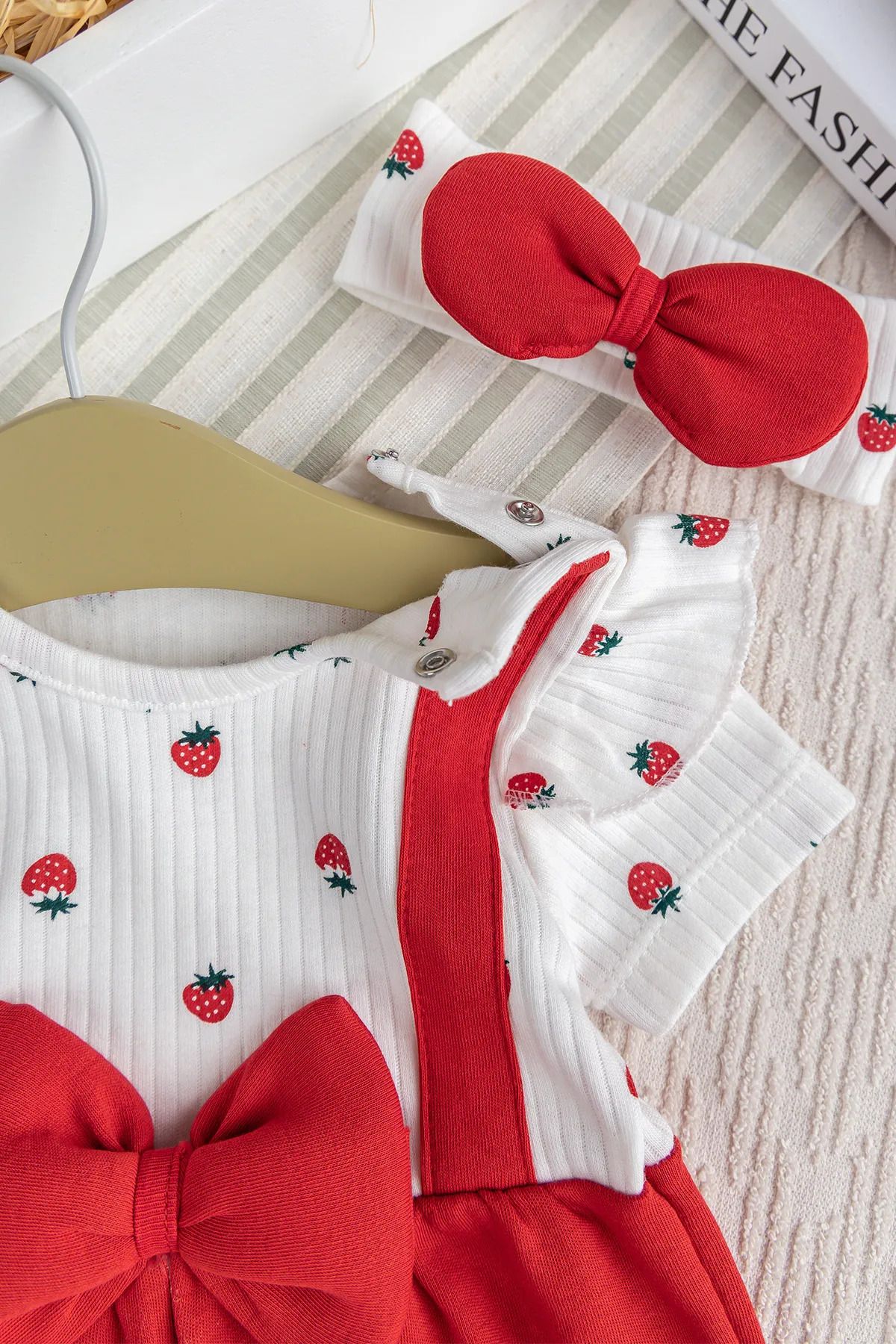 Babymod-Cotton Baby Girl Summer Jumpsuit Set with Bandana and Bow 3